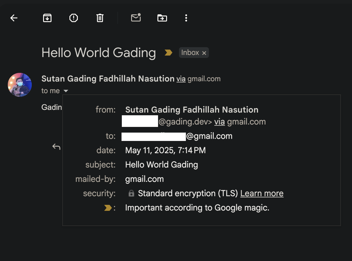 Success email result